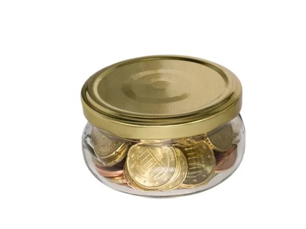 Coin money in glass jar — Stock Photo, Image