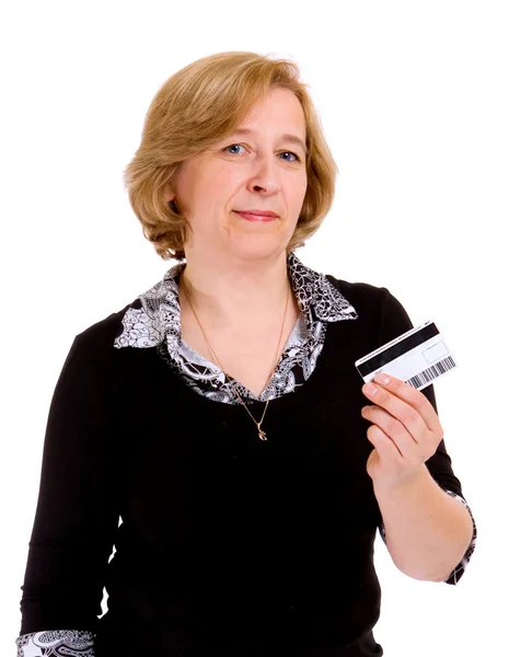 Kvinna med kreditkort — Stockfoto