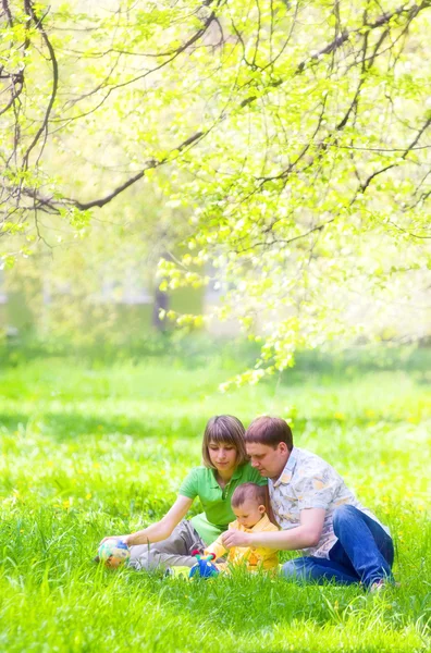 Family in the grass — Stock Photo, Image