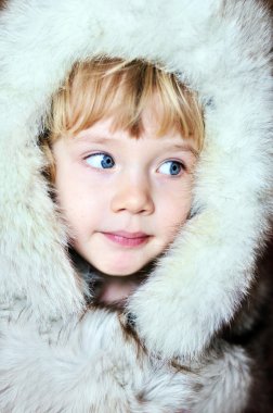 Little girl in furs clipart