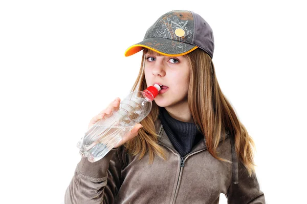 Sporty drinking girl — Stock Photo, Image