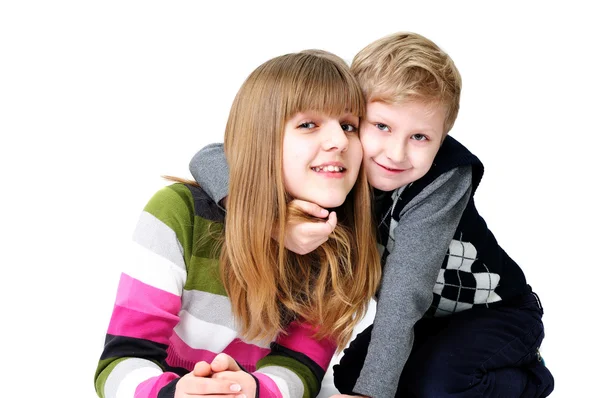 Hugging brother and sister — Stock Photo, Image