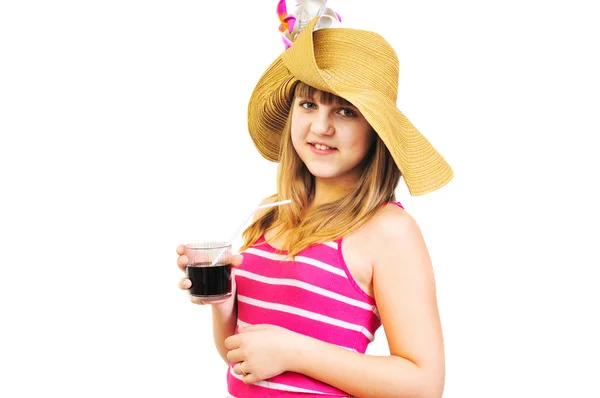 Drinking teen girl — Stock Photo, Image