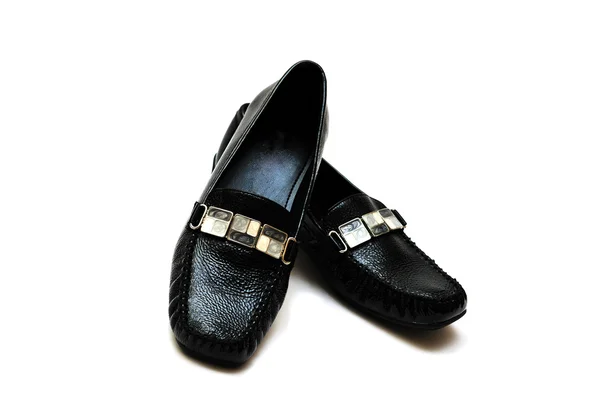 Siyah deri kadın ayakkabı — Stok fotoğraf