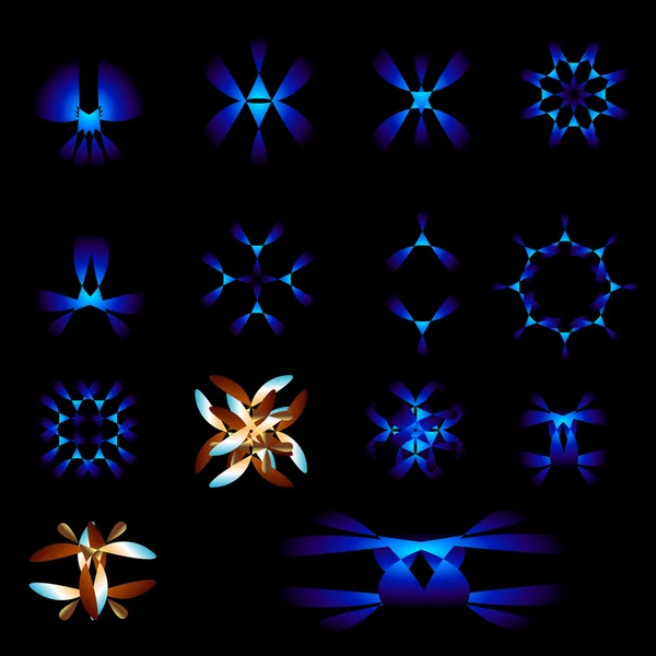 A set of abctract snowflakes — Stock Vector
