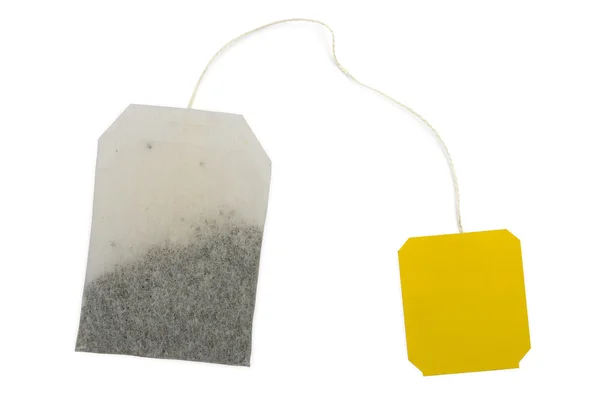 茶袋，黄色标签 — 图库照片