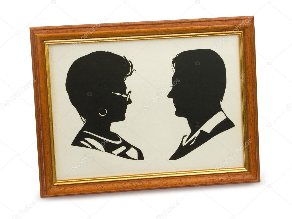 Silhouette of happy couple in frame