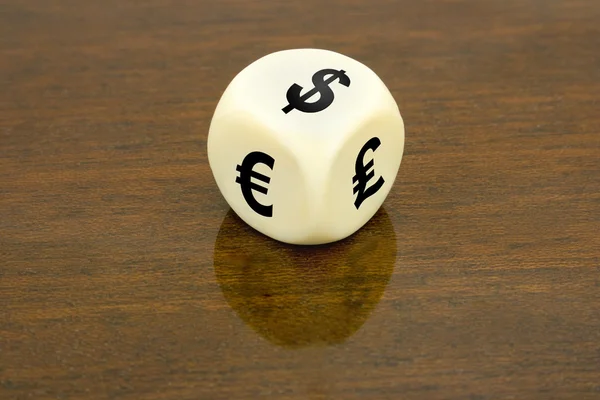 stock image Dice (dollar, euro, pound)