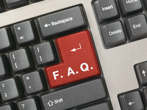 Computer keyboard - red key FAQ — Stock Photo, Image