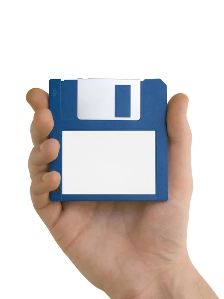 Disco floppy in bianco in mano — Foto Stock