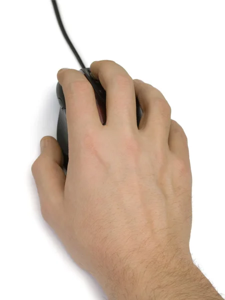 Рука с компьютерной мышью — стоковое фото
