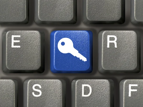 Πληκτρολόγιο με κλειδί ασφαλείας μπλε — Φωτογραφία Αρχείου
