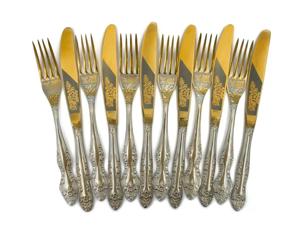 Set of forks and knives — Stock Photo, Image