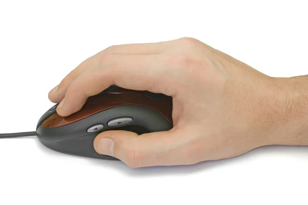 Ręka z myszą komputerową — Zdjęcie stockowe