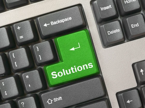 Keyboard - green key Solutions — Stock Photo, Image