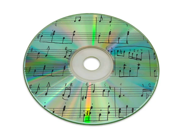 Sheet music on compact disk — Stock Photo, Image