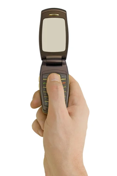 Flip phone in hand — Stock Photo, Image