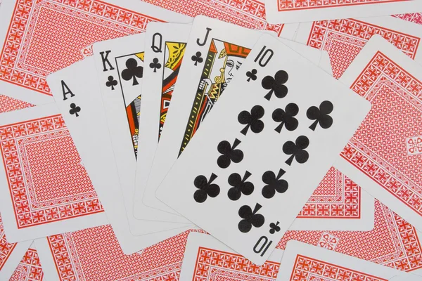 Royal Flush em cartas de baralho — Fotografia de Stock