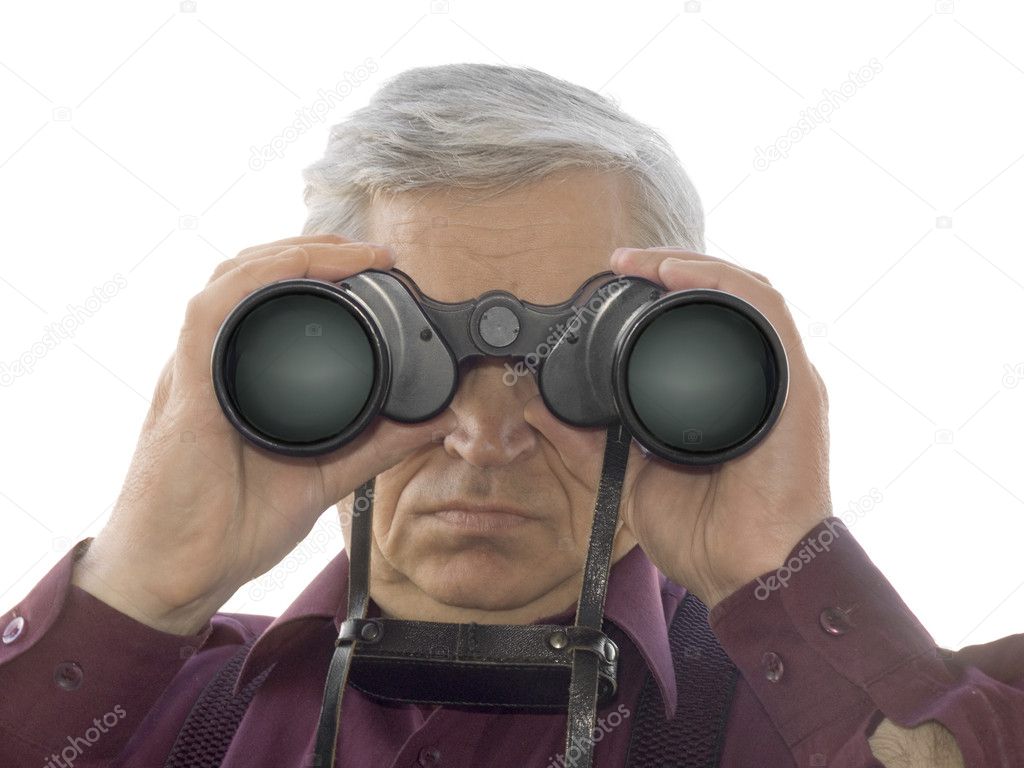 Men with binoculars