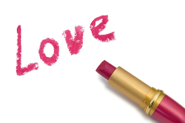 Word Love and lipstick — Stock Photo, Image