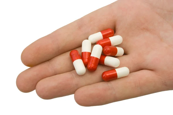 Pills on hand, close-up — Stock Photo, Image