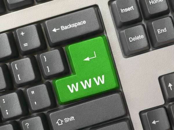 键盘-绿色互联网关键 — 图库照片