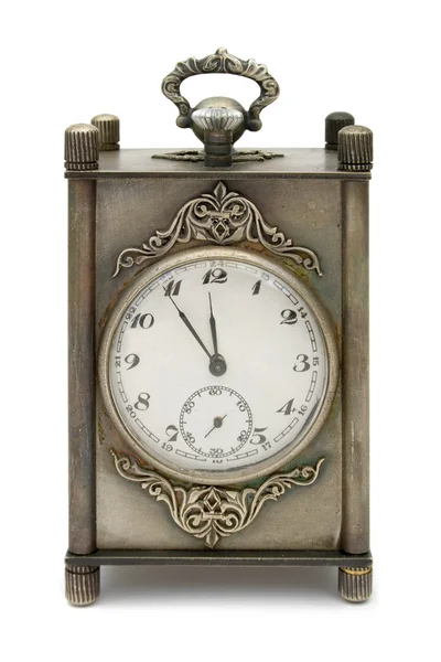 Silver retro-styled clock — Stock Photo, Image