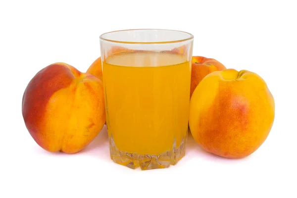 stock image Peaches and glass of juice