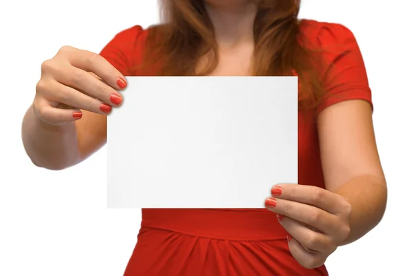 Young women with empty card — Stock Photo, Image