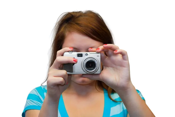 Jonge vrouwen met camera — Stockfoto