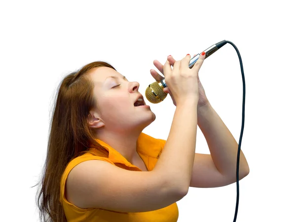 Unga kvinnor sjunga — Stockfoto