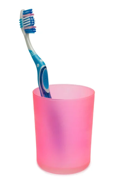Escova de dentes no copo — Fotografia de Stock