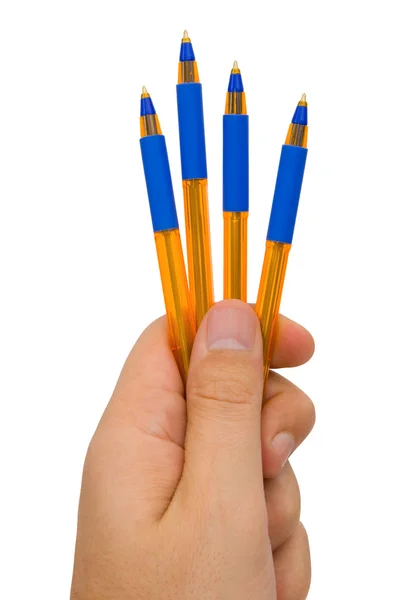 Pennen in de hand — Stockfoto