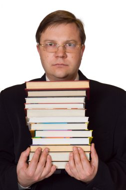 Men with stack of books clipart