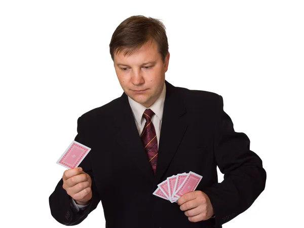 Men with playing cards — Stock Photo, Image