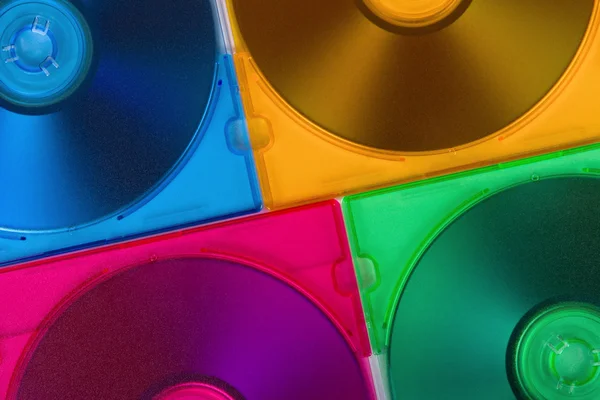 多色盒子中的计算机磁盘 — 图库照片