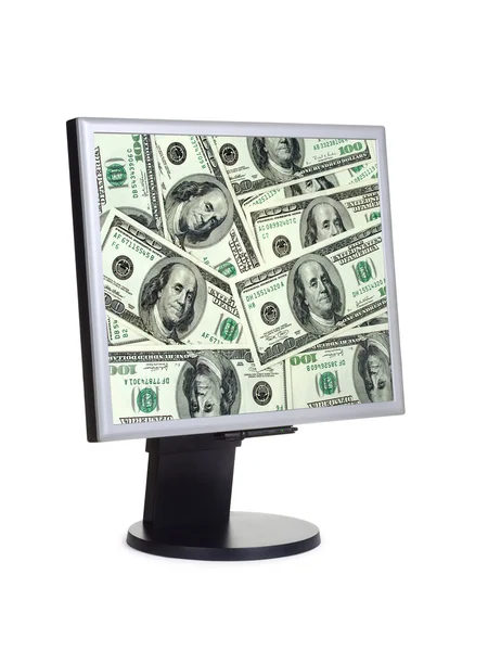 Money on computer screen — Stock Photo, Image