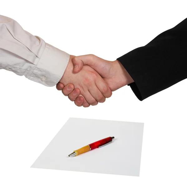 Handshake, papír a pero — Stock fotografie