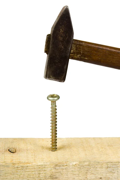 Hammer and screw — Stock Photo, Image