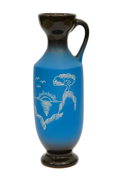 Vaso com desenho (mar, sol e rocha ) — Fotografia de Stock
