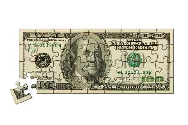 紙幣の 100 ドルのパズル — ストック写真