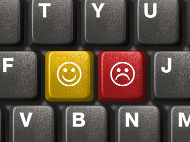 Computer keyboard with two smiley keys clipart