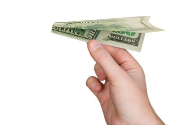 Hand and money plane clipart