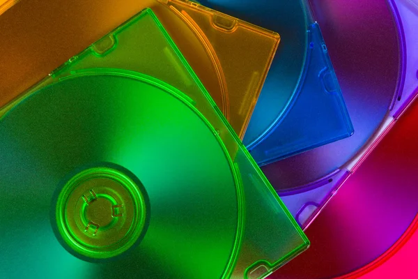 Computer disks in multiciolored boxes — Stock Photo, Image