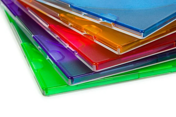 Компьютерные диски в многоцветных коробках — стоковое фото