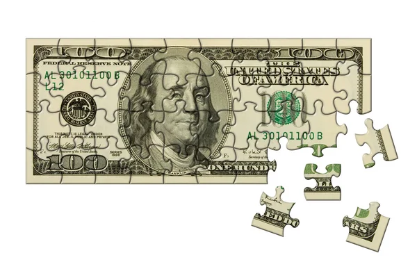Банкнота 100 доларів головоломка — стокове фото