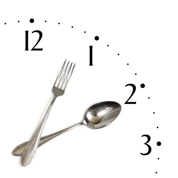 Horloge faite de cuillère et de fourchette — Photo