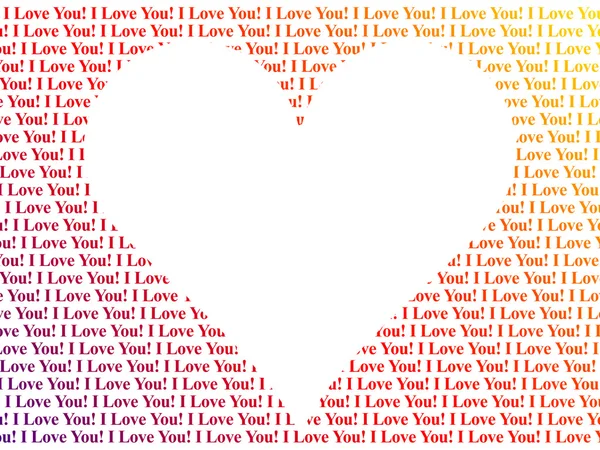 Ve tvaru srdce slova miluji tě — Stock fotografie
