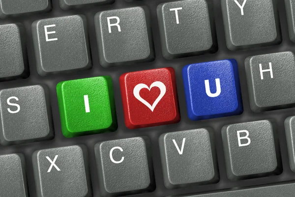 Клавіатура ПК з трьома клавішами кохання — стокове фото