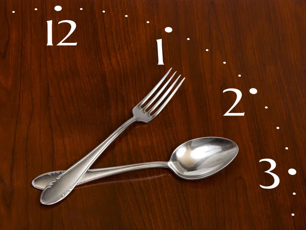 Clock made of spoon and fork — Stock Photo, Image